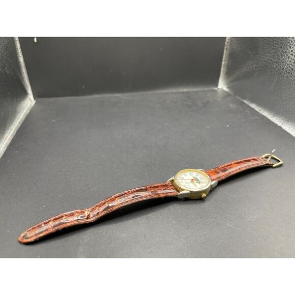 Vintage Advance Moon Phase Watch Women’s Silver And Gold Tone Brown Leather Band main image 4